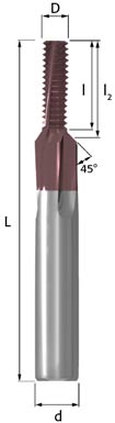 Metric thread mill with chamfer