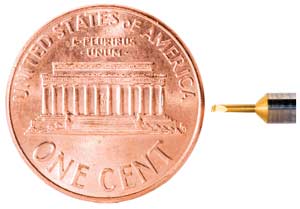 Micro svarvbom jämfört med mynt